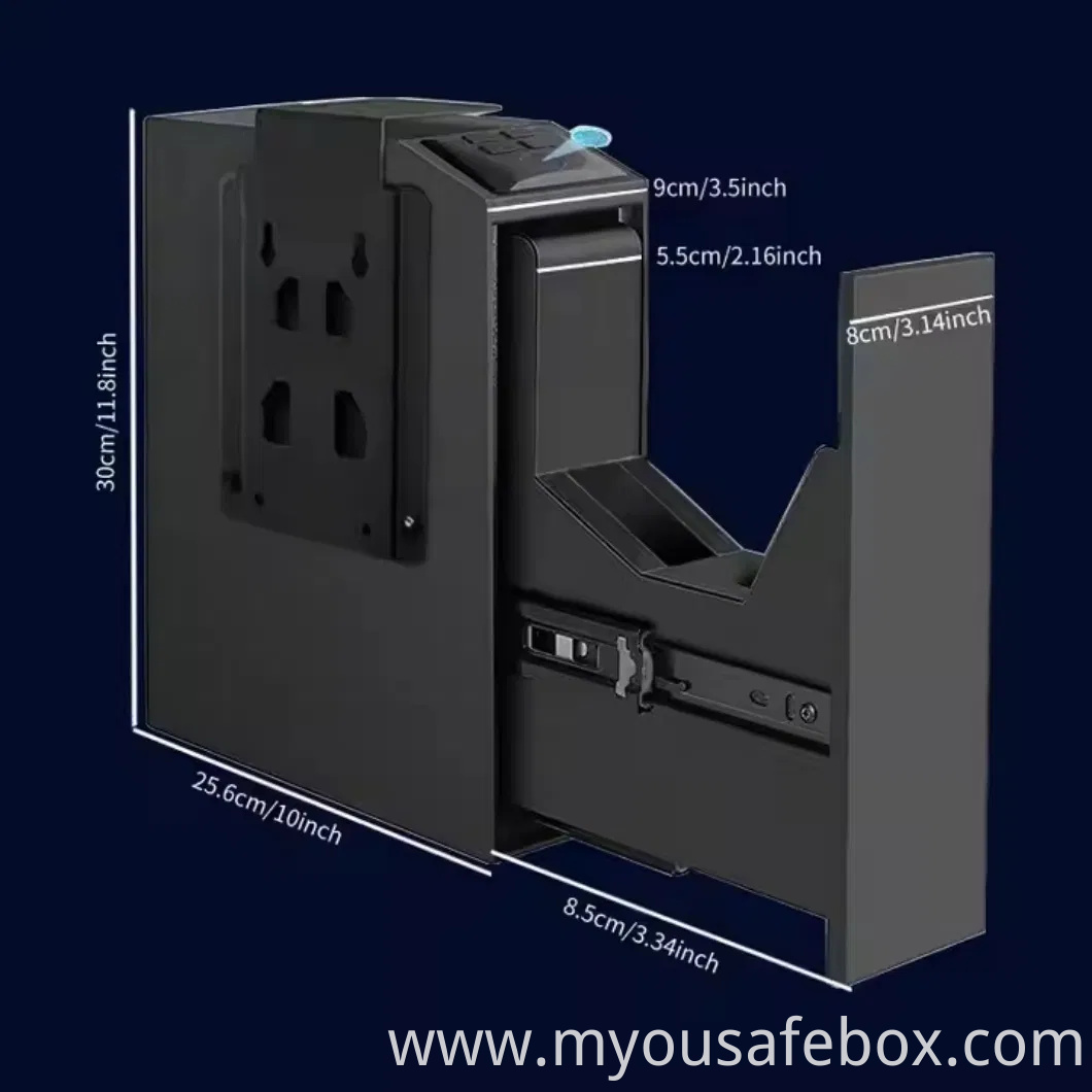 Safe Wall-Mounted Fingerprint Steel Car Portable Secure Gun Safes Locking Box for Pistols Keys Safes